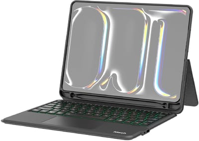 Ntech - Toetsenbord Geschikt voor iPad 9/8/7 10.2 inch hoes Zwart (9e generatie 2021 / 8e generatie 2020 / 7e generatie 2019) bluetooth toetsenbord QWERTY - Cover met Touchpad Muis Pencil Houder - Bluetooth Magnetisch Smart Folio Keyboard Case