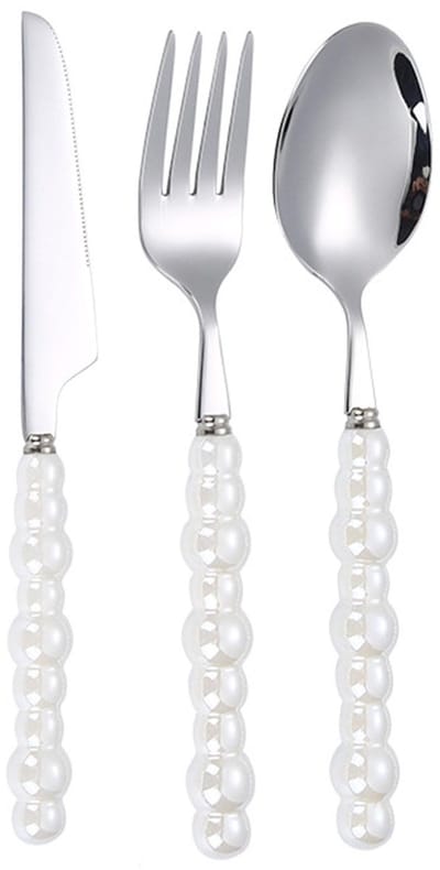 Riuulity Pearl Bestekset 304 RVS met Keramische Handgrepen - Luxe en Stijlvol