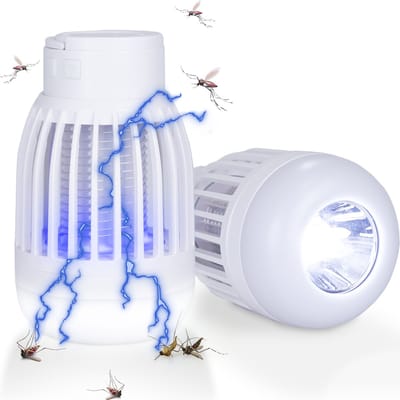 Muggenlamp 3-in-1 - Campinglamp - Insectenlamp - Zaklamp - Tentlamp - Kampeerlamp - Vliegenvanger - Kamperen & Outdoor - LED Licht - Draadloos & Oplaadbaar - Lantaarn voor Binnen en Buiten - Mottenval - Camping Spullen - Reisaccessoires - Silvergear