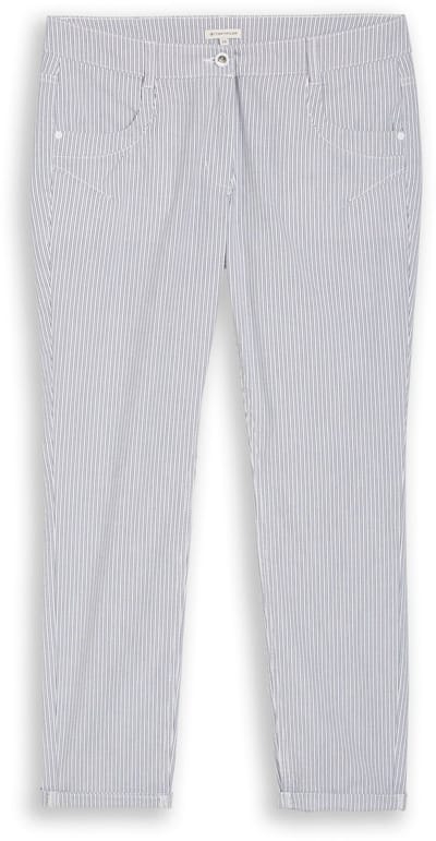 Tom Tailor - Tapered relaxed broek met streepmotief - Maat 40/28 - white navy irregular stripe
