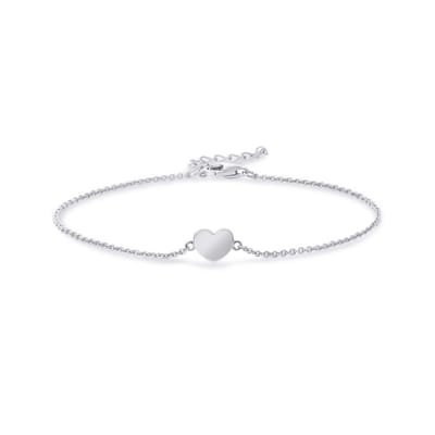 Gisser Jewels - Armband - Anker Schakel met Hart - 7mm x 6mm - Lengte 17+3cm - Gerhodineerd Zilver 925