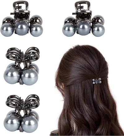 Dailygoods- Haarspelden 4 Stuks - Mini Kers/Parel Haarspelden - Klauwspelden - Haaraccessoires - Verjaardagscadeau - Hoogwaardig Metaal - Haarklemmen