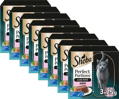 Sheba Kattenvoer - Perfect Portions - Natvoer - Luxe Zalm Paté - 24 x 75gr