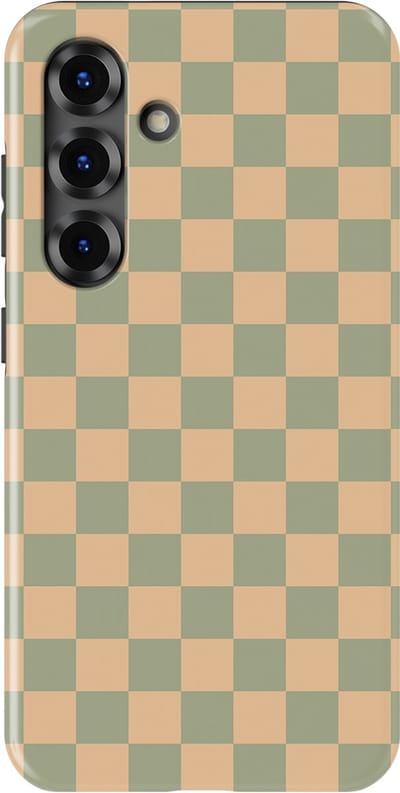 Design Hoesje Samsung Galaxy S25 | Geschikt Voor Mag | Tiny Squares Checkered Print | Backcover Samsung Galaxy S25 Calm Tiles