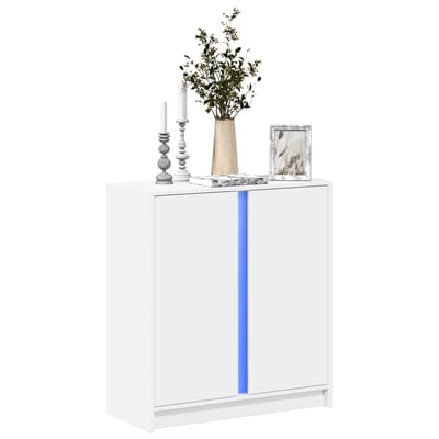vidaXL - Dressoir - met - LED - 77x34x85 - cm - bewerkt - hout - wit