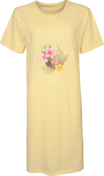 Temptation Dames Nachthemd - Bigshirt - 100% Katoen - Geel - Maat S
