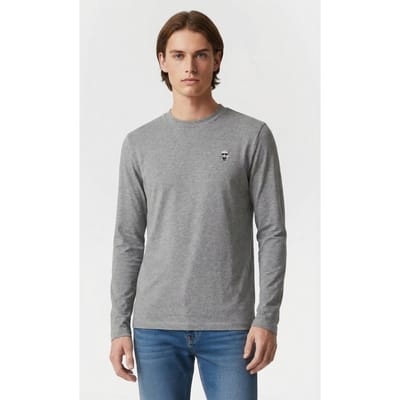 Karl Lagerfeld Darkgrey Melange T-shirt Crewneck Ls Maat: S | Longsleeves Outlet | Heren | Grijs