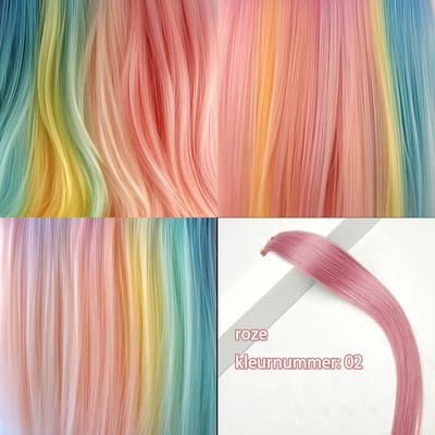 Learnlogic 33 delige set clipon haarextensies voor meisjes cadeau voor meisjes verjaardagscadeau volwassenen Speelgoed voor meisjes 55 cm Regenboogkleuren geschikt voor rollenspellen vakantiecadeaus makeup rekwisieten voor optredens