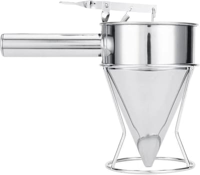 Deegverdeler Trechter - Beslag Dispenser - Bakken Maken - Schone Uitgieting - 600 ml - Zilver
