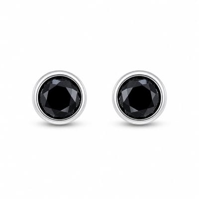 House of Jewels - Zwarte Zirkonia Oorbellen l Zwarte Oorknoppen - 925 Zilver