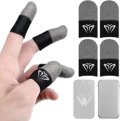 Pack van 4 zilveren mobiele gaming handschoenen, ultra-dun, naadloos, touchscreen, ademend en geschikt voor tablets, perfect voor gamers