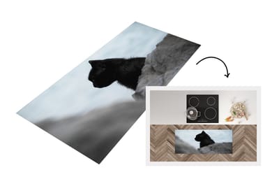 Keukenloper - Loper keuken - Kat - Steen - Zwart - 120x50 cm - Keukenloper vinyl