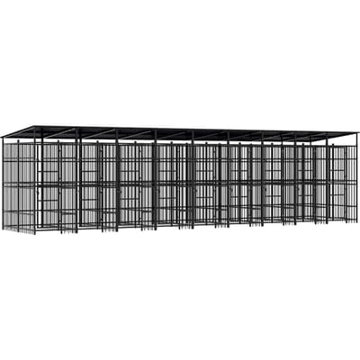 vidaXL - Hondenkennel - met - dak - 16,59 - m² - staal