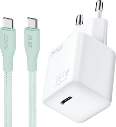 Snellader - 65w usb C adapter met oplaadkabel - 1 meter - usb C naar usb C - Oplader usb C - Voor telefoon, tablet en laptop - Oplader