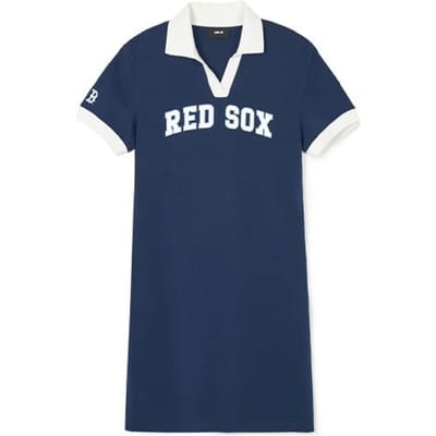 MLB Boston Red Sox Polo à blocs de couleurs et imprimé lettres Robe décontractée de sport à manches courtes pour femme Bleu marine 3FOPV0143-43NYS XS white