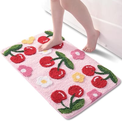 Badkamermat - Vloermat Douche - Badkamer Decoratie - Antislip Onderkant - 46 x 66 cm - Roze