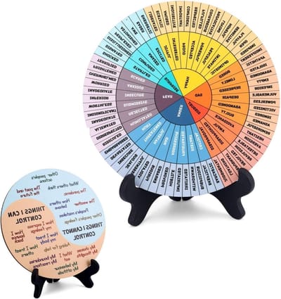 Dubbelzijdig Houten Emotiewiel voor Kantoor en Thuisdecoratie - Gevoelens Spinner voor Mentale Gezondheid en Emotionele Inzicht