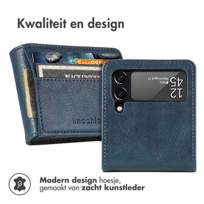 imoshion Hoesje - Geschikt voor Samsung Galaxy Z Flip 4 - Luxe Bookcase flip versie - Donkerblauw