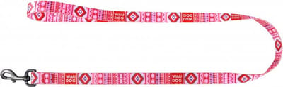 WAUDOG Ethno Hondenlijn / Hondenriem - Nylon - Rood - Breedte: 2,5 cm - Lengte: 122 cm - Geschikt voor grote honden