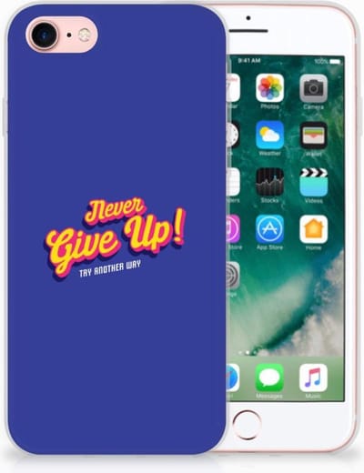 iPhone SE 2022 | SE 2020 | 8 | 7 Siliconen hoesje met naam Never Give Up