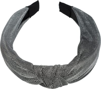 Haarsoires Haarband Diadeem 3cm – Knoop - Glitter – Zilver Grijs - Zachte Haarbeugel - voor Dames & Meisjes