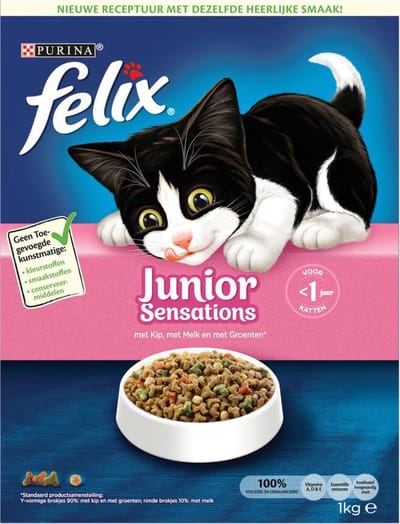 FELIX Junior Sensations - met Kip, Granen & Melk - kattenvoer - 1 kg