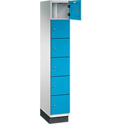 C+P Cambio lockerkast, 1 vak, 6 vakken, met plint, B 300 x D 525 x H 1980 mm, lichtgrijs/lichtblauw