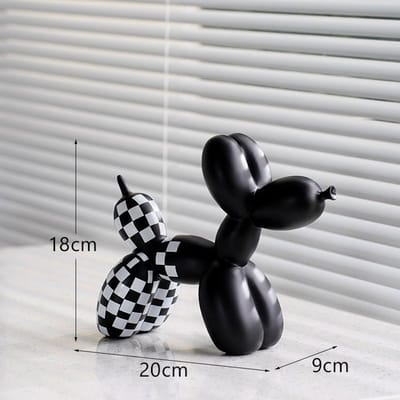 Creatief Ontwerp Zwart-Wit Schaakbord Ruit Goudkleurige Mond Ballon Hond Ornament Huis Woonkamer TV-meubel Pluche Decoratie Ambachten
