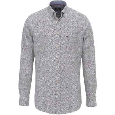 Fynch-Hatton Overhemd Mini Flower Pattern Kent Collar Deep Merlot / male