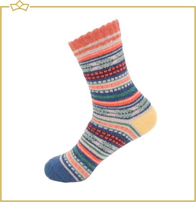 ATTREZZO® Huissokken - Noorse Sokken - Wintersokken - maat 43/46 - Roze/Geel/Blauw