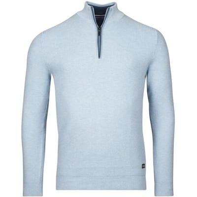 Baileys Trui Half Zip Structure Knit Combed Cotton Pastel Blauw Melange / male