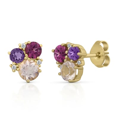 Orolino Ohrringe Gold 585 mit Amethyst Rosaquartz und Brillant