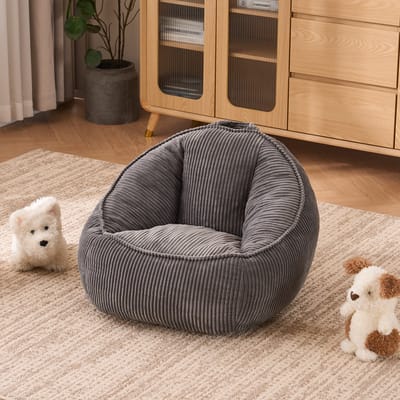 Zitzak Kind Lichtgrijs - Zachte Pluche Zitzak - Ergonomisch - Voor Speelkamer & Leeshoek - 69x72x51 cm