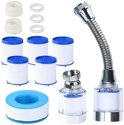 360° Draaiende Waterfilter Kraan - 2 Stuks met 5 Cartridges - Ideaal voor Keuken en Badkamer - Kalkfilter en Gezond Drinkwater