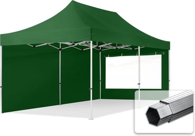 3x6 m Easy Up partytent Vouwpaviljoen PROFESSIONAL alu 40mm met zijwanden (panorama), donkergroen
