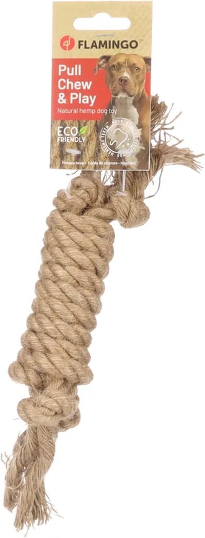 Flamingo - Hondenspeelgoed - Touw Met 4 Knopen - 27CM