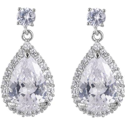 Emmaya Sale Glanzende Zirkonia Klassieke Waterdruppel Vorm Oorbellen Voor Vrouwelijke Bruiloft Verloving Feest Verfijnd Ornament Chique Cadeau witgouden kleur