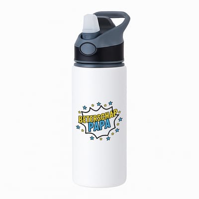 Hacebo® - Beterschap papa waterfles met rietje zwart - een papa die ziek is of iets gebroken heeft - cadeau voor zieke vader - ziek - koorts - snel beter worden - cadeau - beterschap cadeau - kado - gift - geschenk - water fles - 650ML