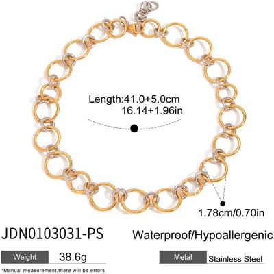 Youthway Nouvel Arrivage Métal Cercle Irrégulier Creux Collier Chaîne Pour Femmes Étanche Anti-Allergique Mode Bijoux Polyvalents beige