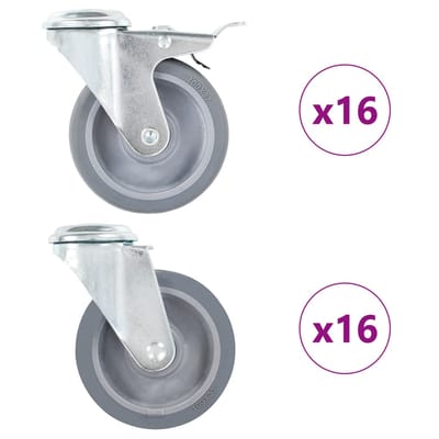 vidaXL 32 st Zwenkwielen met boutgaten 100 mm