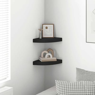 vidaXL - Hoekschappen - zwevend - 2 - st - 25x25x3,8 - cm - MDF - zwart