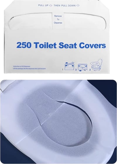 Wegwerp Toilet Hoezen - Doorspoelbaar Papier - Reizen en Onderweg - Zonder Contact - 250 Stuks - Wit