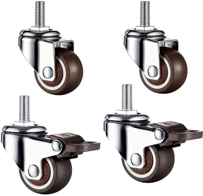 Set van 4 M8 Zwenkwielen voor Meubels, 360° Draaiend, Antislip TPE Rubber, Draagvermogen 30 kg, Geschikt voor Kleine Apparaten en Meubels