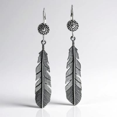 Cavill - Zilveren Oorbellen 925 Sterling Zilver - Geoxideerd - Boho Veer Design - Lichtgewicht Filigraan Handgemaakt - Stijlvolle Dames Sieraden 50 mm