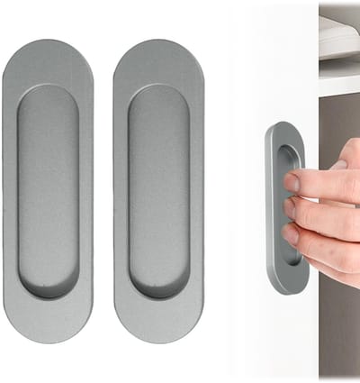 ovale schuifdeurgrepen in mat ijzergrijs, zelfklevend, modern design voor schuifdeuren, ramen en kasten, 100 mm, 2 stuks