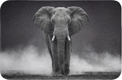 WC mat 60x40 cm - Antislip - Olifant - Zwart - Wit - Rook - Toiletmat - Vloermat - Douchemat - Toilet tapijt - Toiletmatten