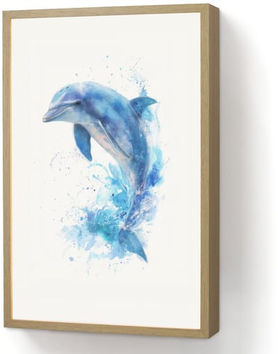 Nachtlampje 40x60 cm - Kinder lamp - Dolfijn - Water - Blauw - Tafellamp kinderkamer draadloos - Slaapkamer lampje - Bedlamp kinderen - Kinderlampje - Wandlamp babykamer - Nachtlampjes