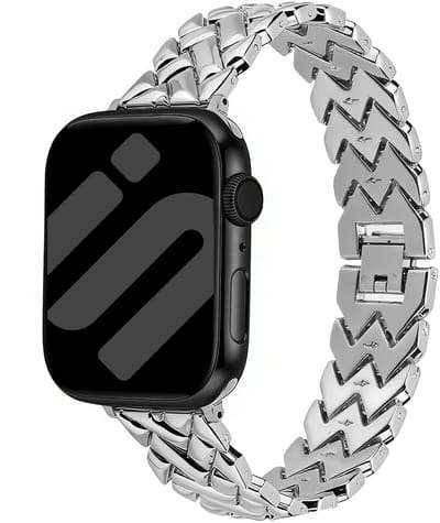 Bandz Metalen 'V-Type' bandje geschikt voor Apple Watch 1/2/3/4/5/6/7/8/9/10/11/SE/SE2/SE3 - 38/40/41/42mm - Zilver