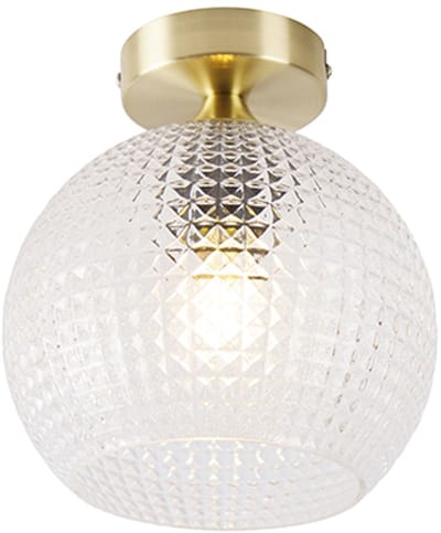 QAZQA sphere - Art Deco Plafondlamp - 1 lichts - Ø 200 mm - Goud/messing - Woonkamer | Slaapkamer | Keuken