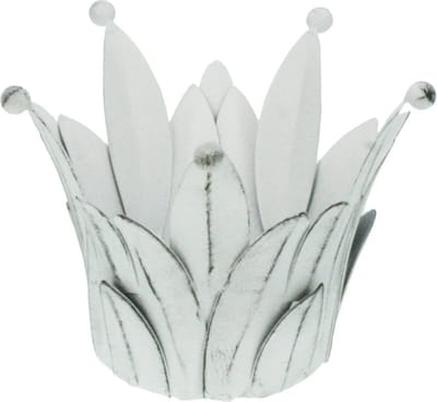 Windlichtje metaal antiek wit 8x14x11cm